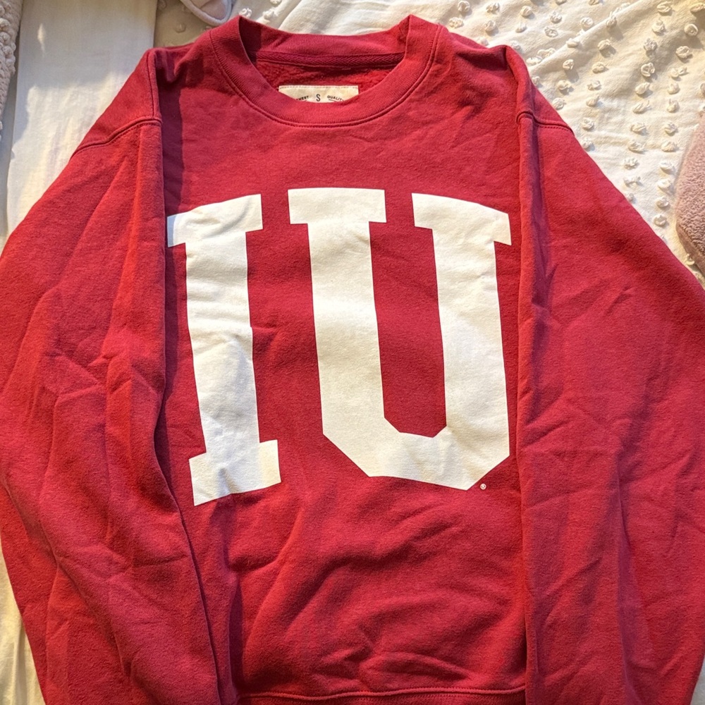 Red Graphic Crewneck Sweatshirt with White Lettering